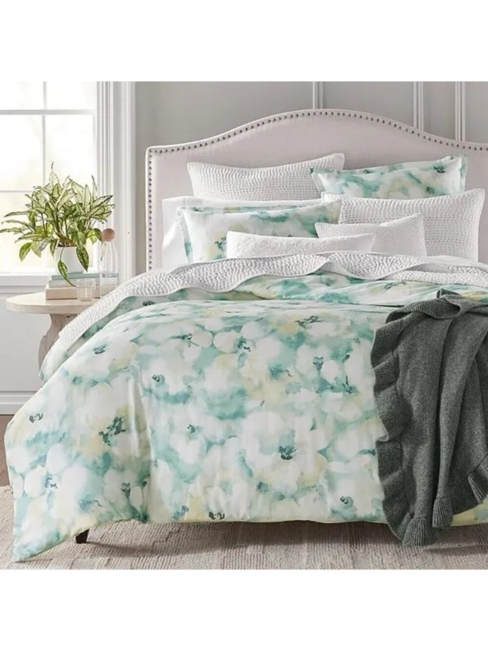 NWT Sky Freya Inky Floral Twin Comforter Cover Green Twin Size 68x86 Avail 9pcs